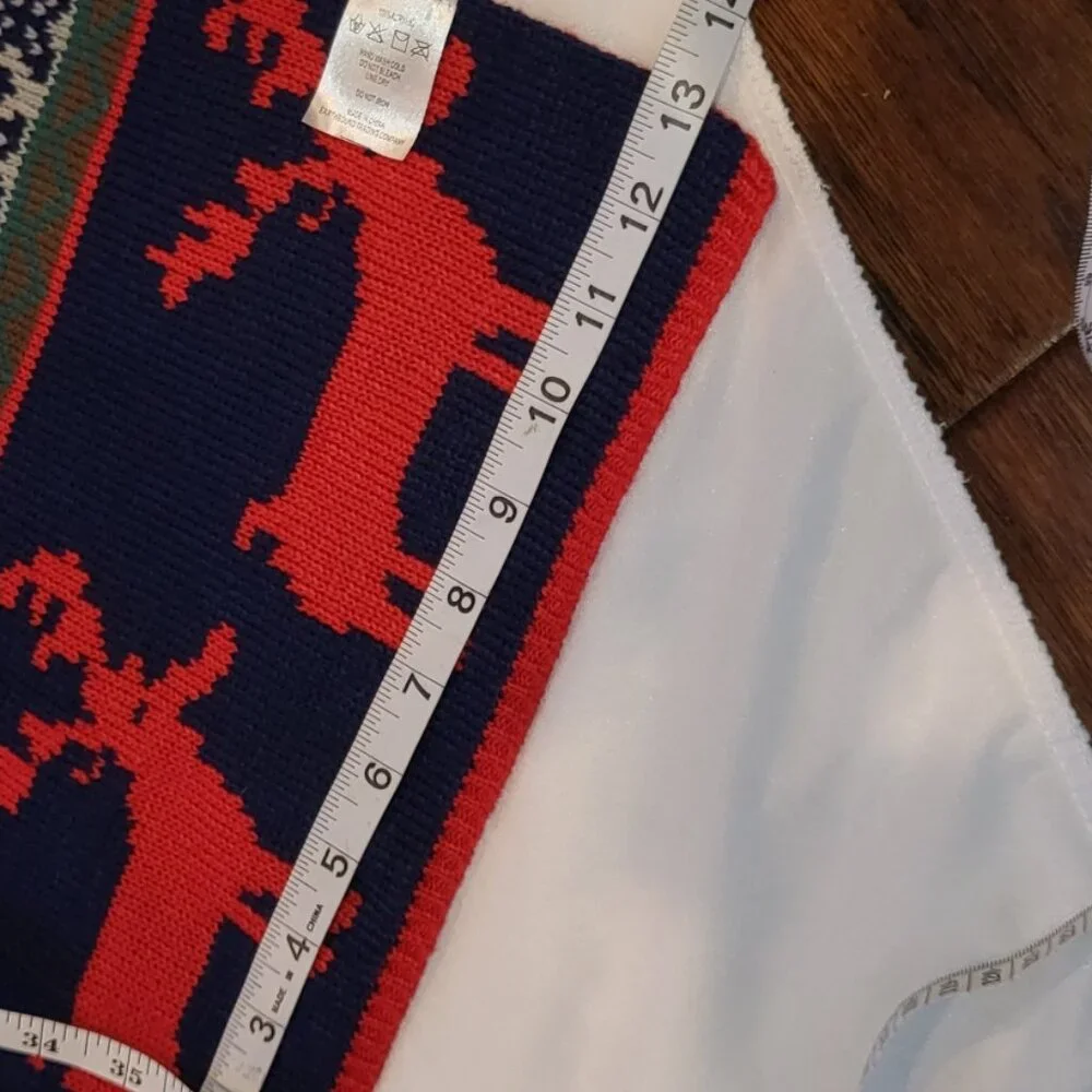 Reversible Reindeer Fair Isle Knit Winter Oversized Knit Scarf